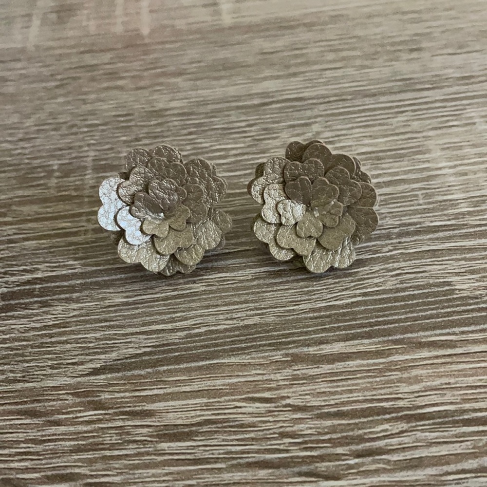 Faux leather flower earrings